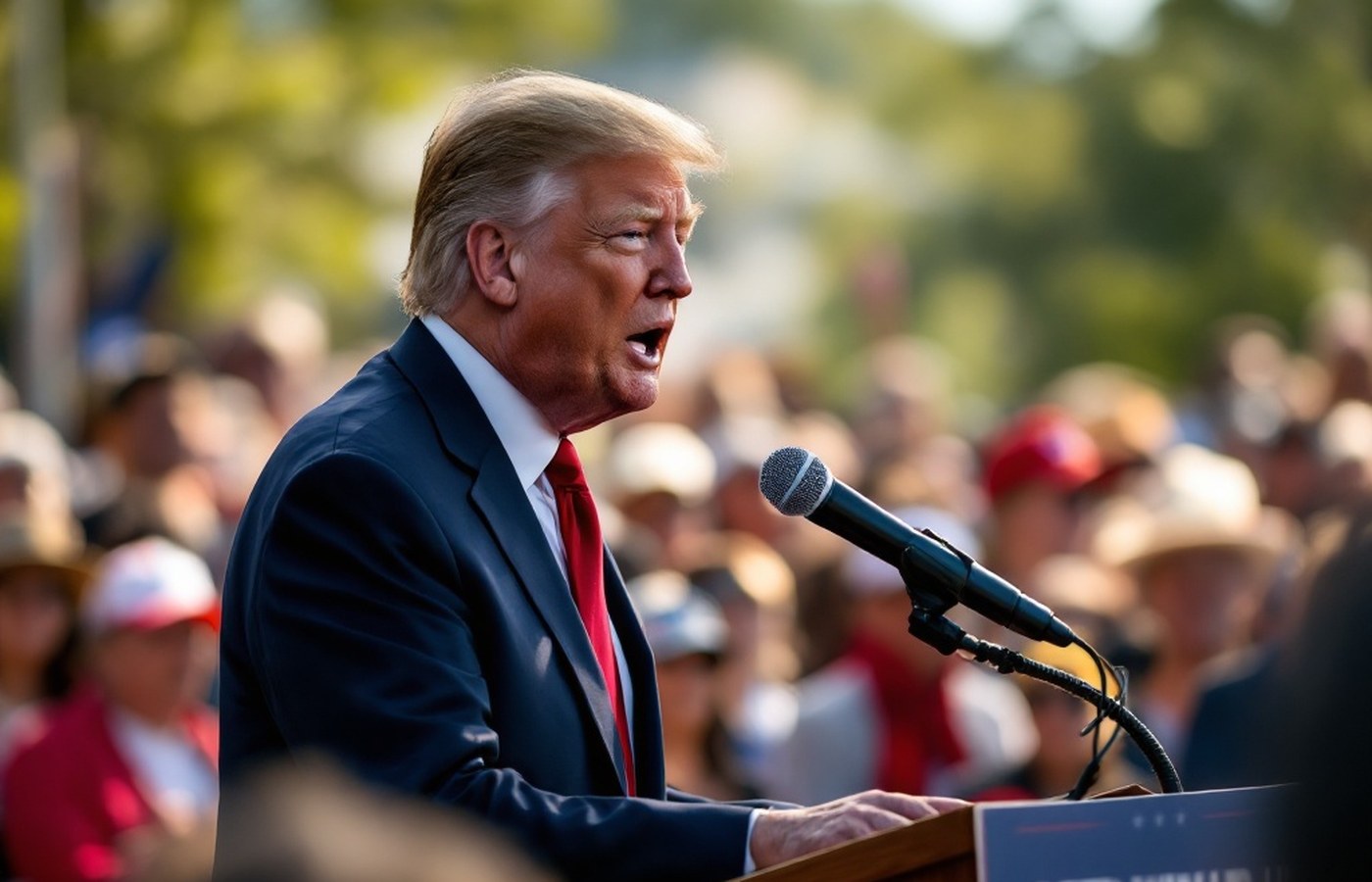A senator speaking at a rally