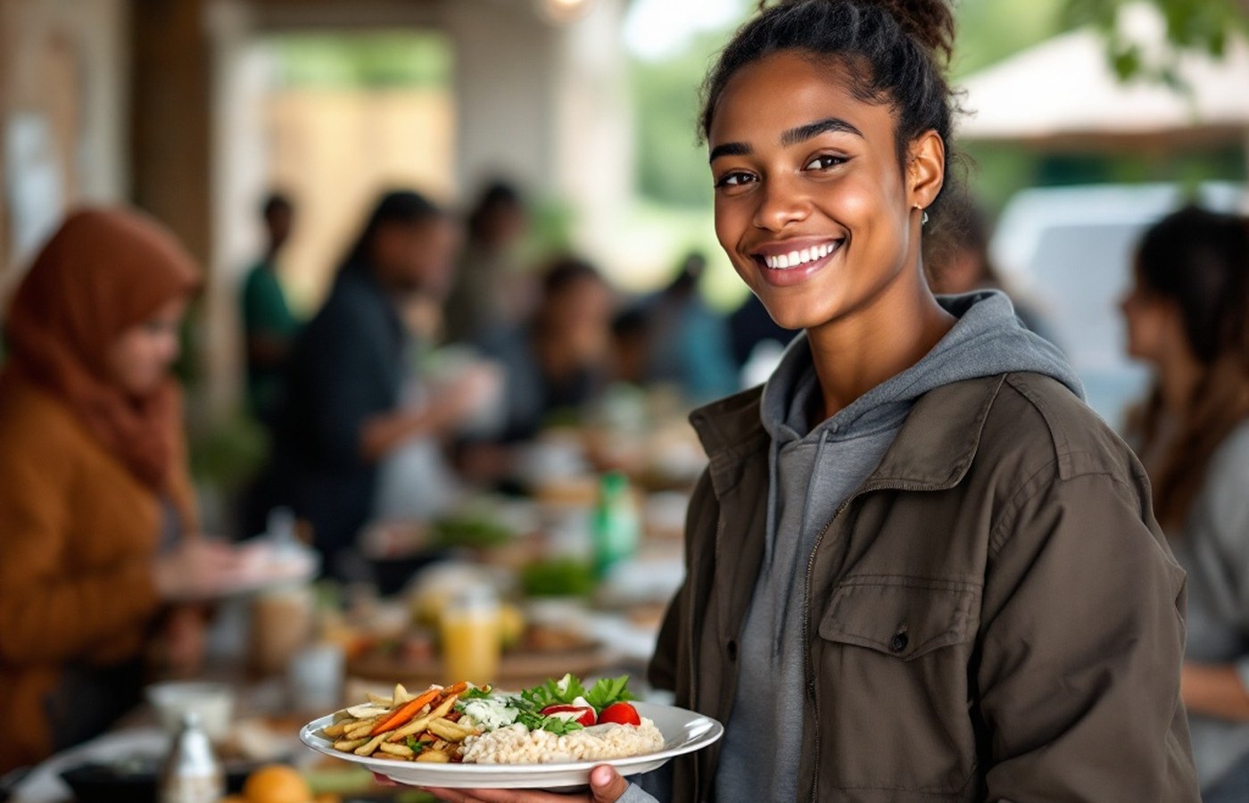 A child at a community meal